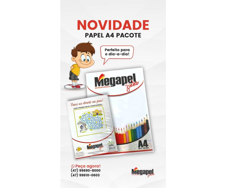 PAPEL A4 MEGAPELZINHO DE ALTA QUALIDADE 80 FOLHAS